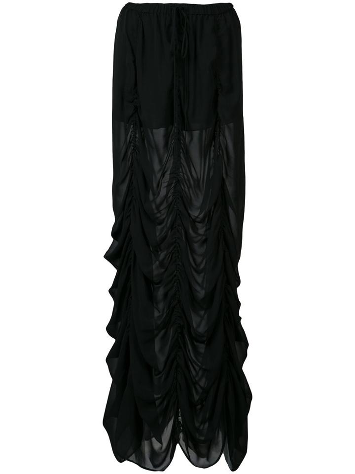 Vera Wang Long Draped Skirt, Women's, Size: 4, Black, Silk