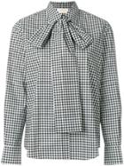 Sara Battaglia Vichy Pussy Bow Blouse - Black