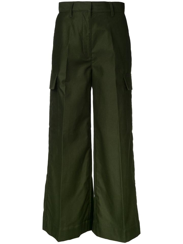 H Beauty & Youth - Flared Trousers - Women - Cotton - M, Women's, Green, Cotton
