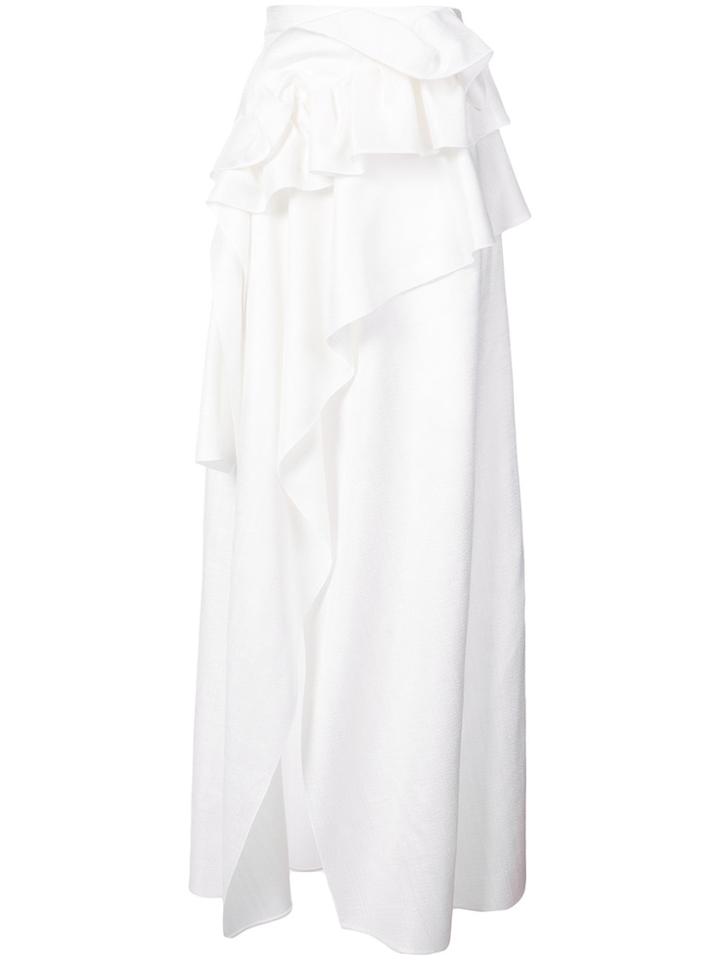 Delpozo Ruffle Trim Wrap Maxi Dress - White