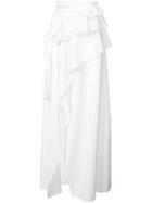 Delpozo Ruffle Trim Wrap Maxi Dress - White