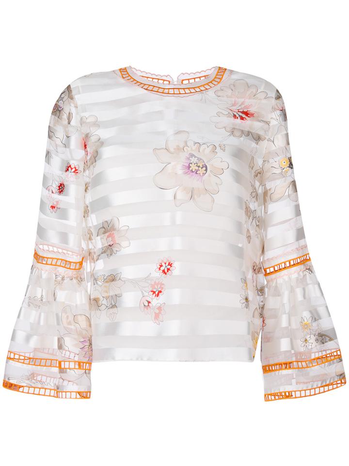 Fendi Flower Print Blouse - Nude & Neutrals
