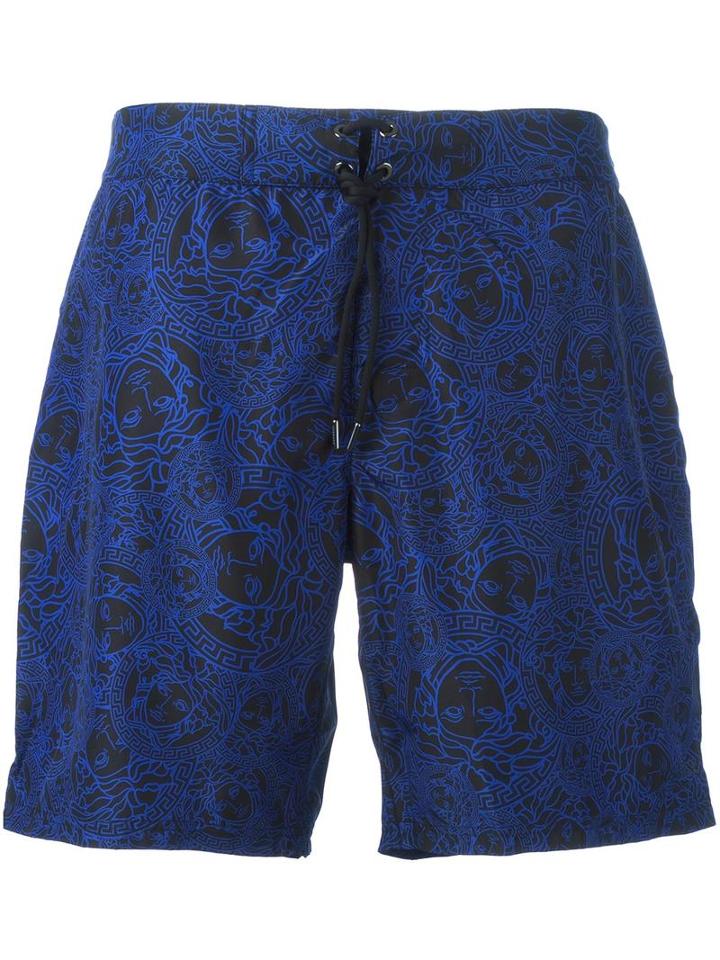 Versace Medusa Head Swim Shorts, Men's, Size: 3, Blue, Polyester