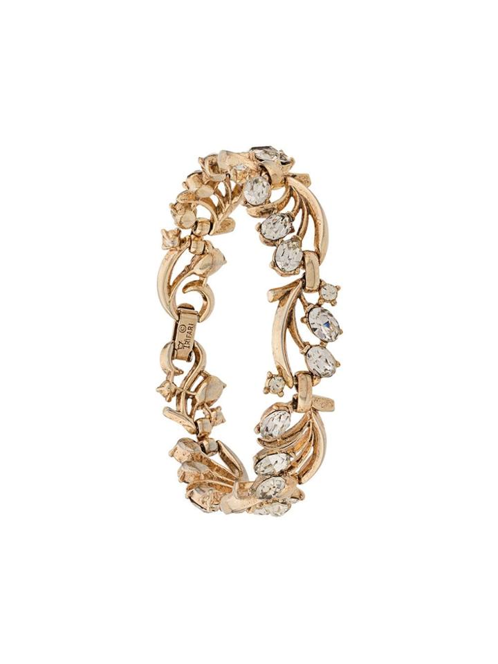 Susan Caplan Vintage 1960s Trifari Floral Link Bracelet - Gold