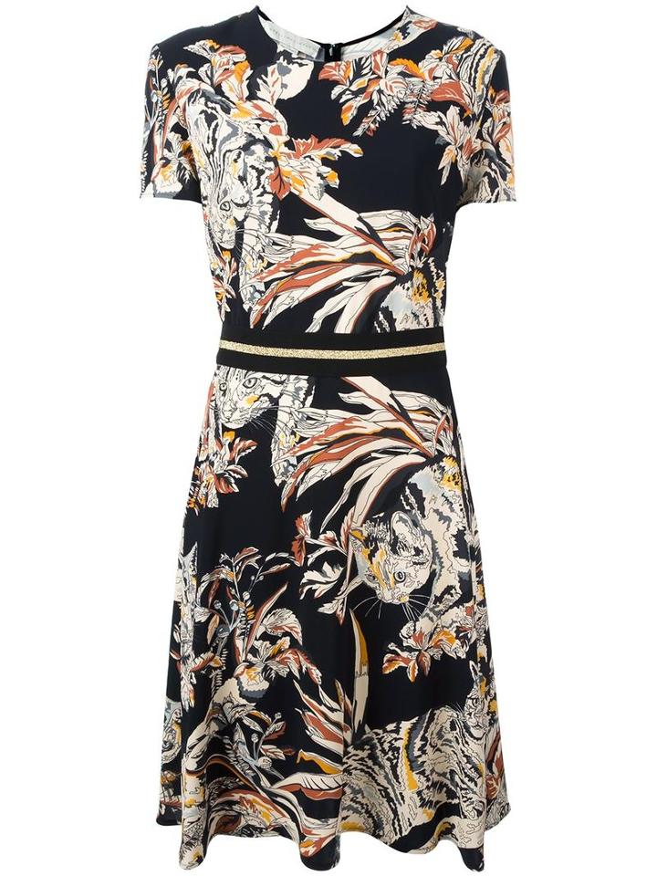 Stella Mccartney Cat Print A-line Dress, Women's, Size: 42, Black, Viscose/spandex/elastane/polyamide/polyester