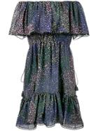 Chloé Lurex Firework Print Off-shoulder Dress - Blue