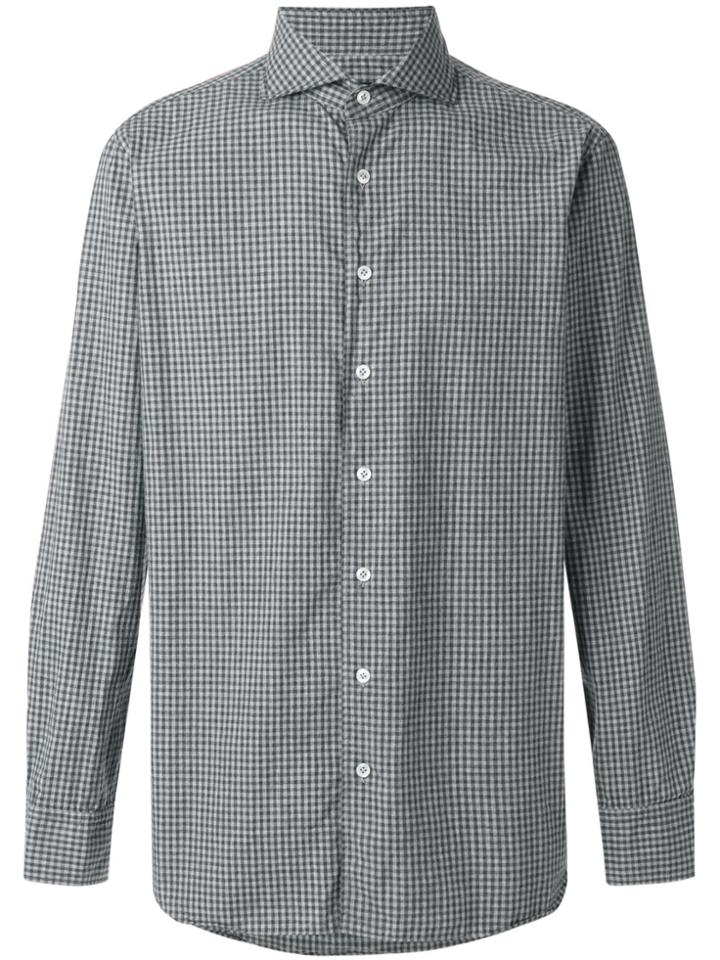 Lardini Club Collar Checked Shirt - Grey