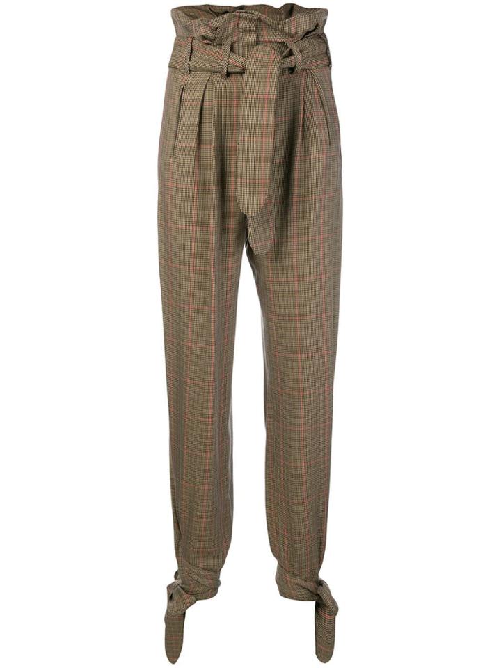 Attico Tied Cuff Check Trousers - Nude & Neutrals
