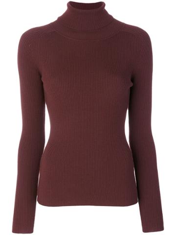 Odeeh Ribbed Roll Neck Top - Red