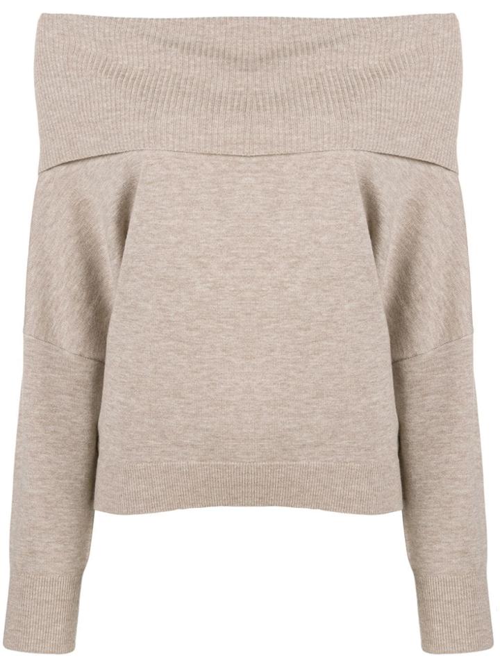 Chalayan Off-the-shoulder Knitted Sweater - Nude & Neutrals