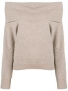 Chalayan Off-the-shoulder Knitted Sweater - Nude & Neutrals