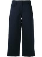 's Max Mara - Wide-legged Cropped Trousers - Women - Cotton/linen/flax - 42, Blue, Cotton/linen/flax