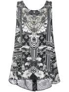 Camilla Printed Button Back Top - Black