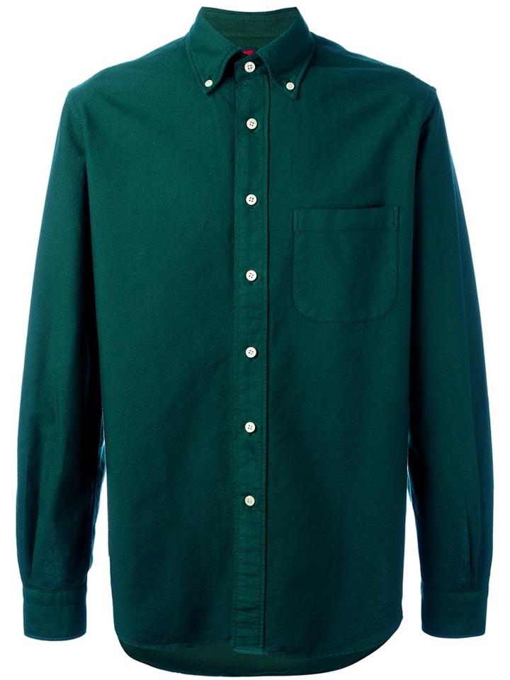Mp Massimo Piombo Button Down Collar Oxford Shirt, Men's, Size: 41, Green, Cotton