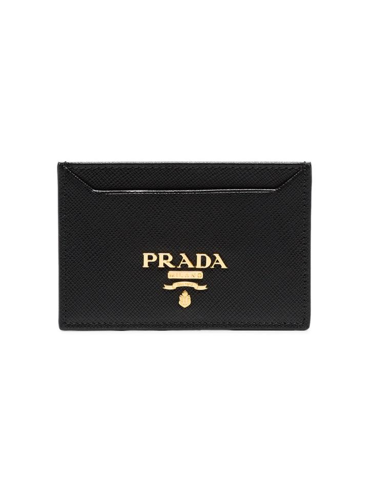 Prada Black Logo Saffiano Leather Card Holder