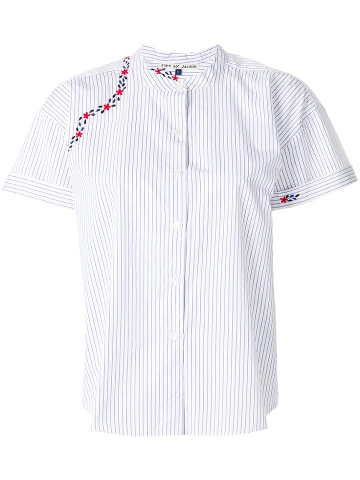 Jupe By Jackie Embroidered Stripe Top - White