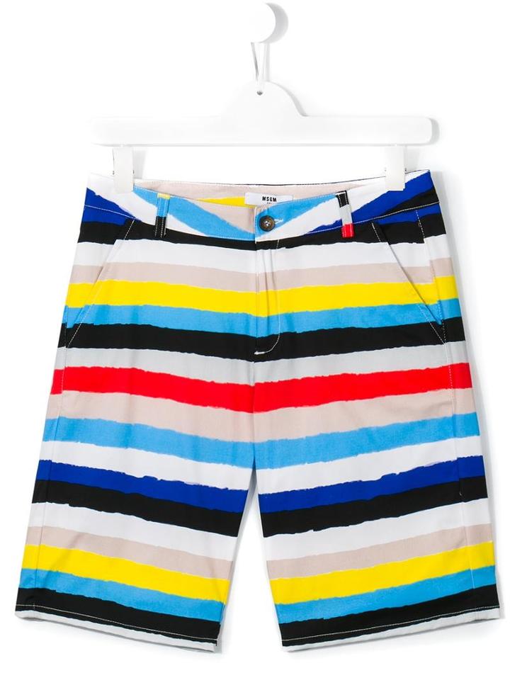 Msgm Kids Striped Shorts, Boy's, Size: 14 Yrs