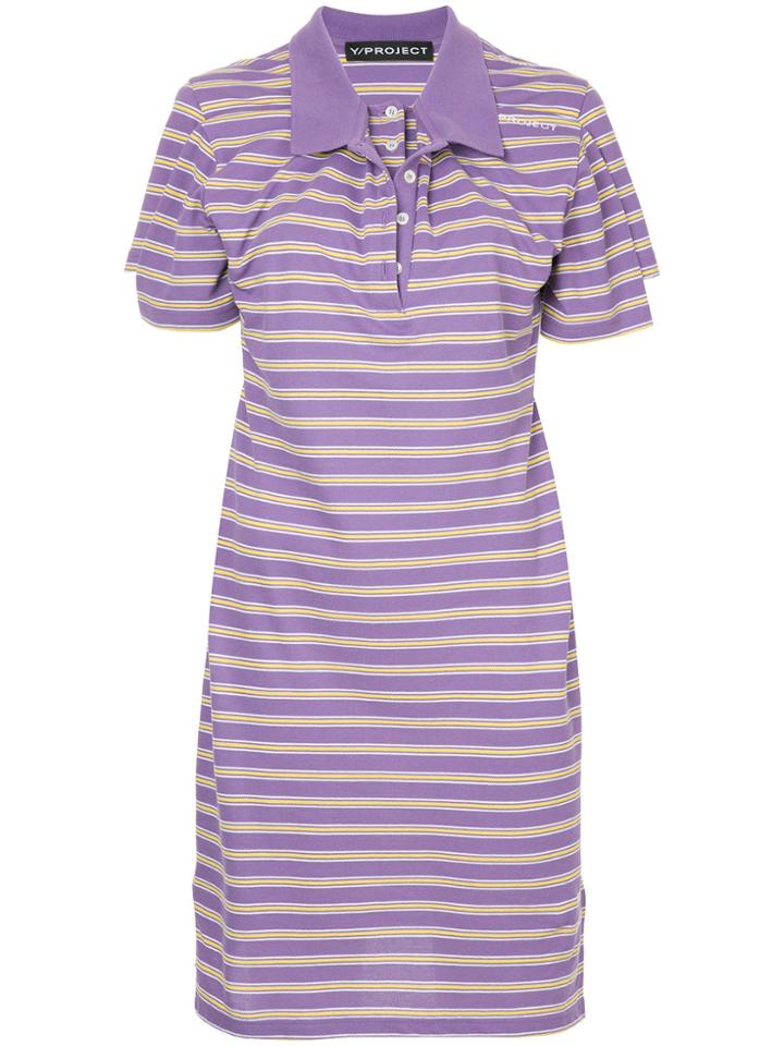 Y / Project Striped Polo Shirt Dress - Pink & Purple