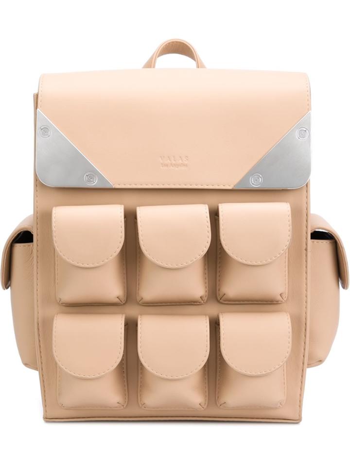 Valas Multiple Pockets Small Backpack - Nude & Neutrals