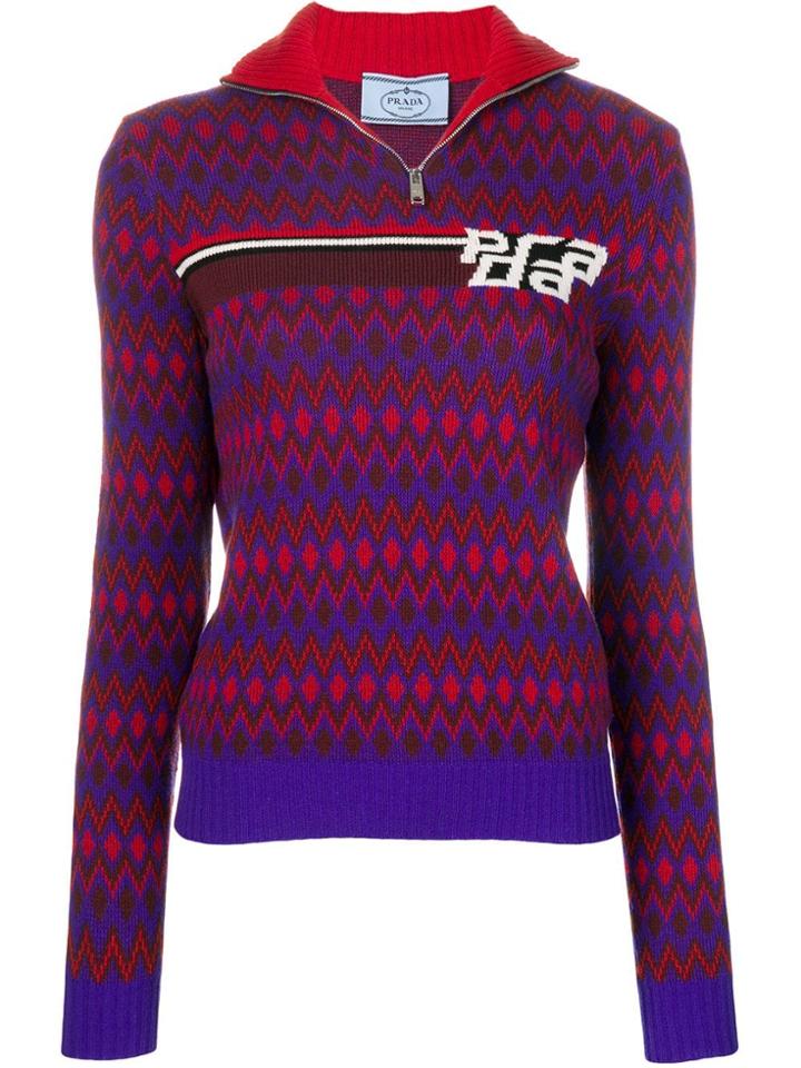 Prada Pattern Fitted Sweater - Purple