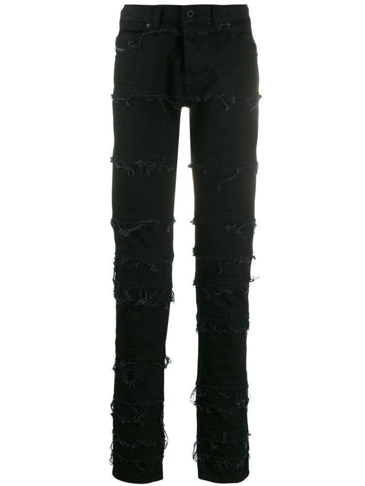 Diesel Black Gold Frayed Panelled Jeans