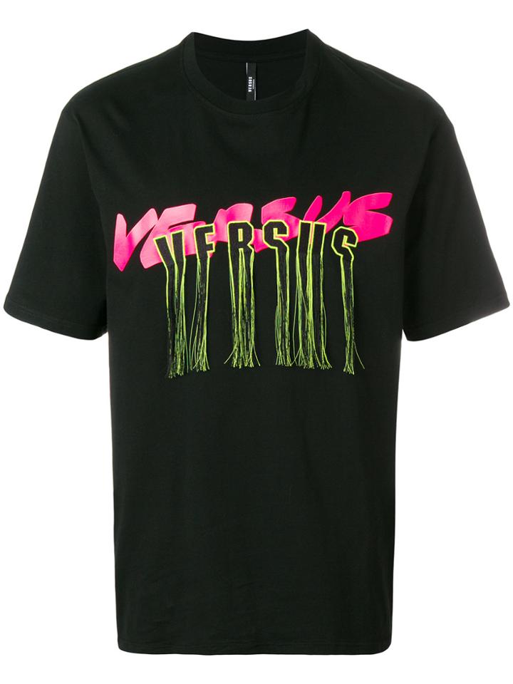Versus Fringed Logo Patch T-shirt - Black