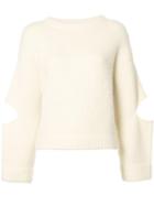 Derek Lam Cut Out Fuzzy Sweater, Women's, Size: Small, Nude/neutrals, Silk/cashmere