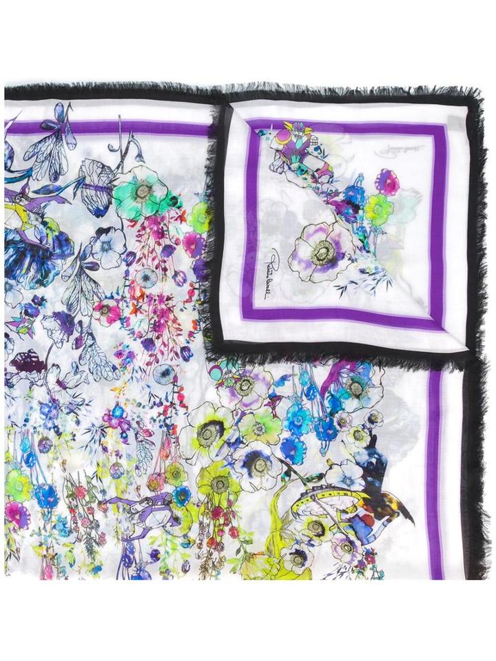 Roberto Cavalli Floral Print Scarf, Purple, Modal