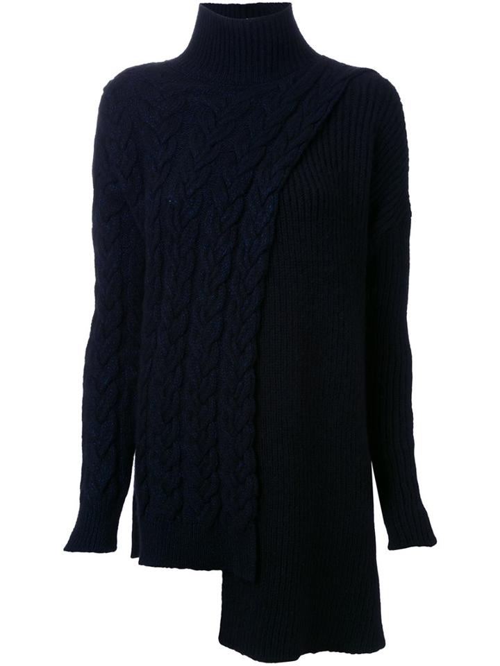 Stella Mccartney Front Slit Knitted Jumper, Women's, Size: 36, Blue, Polyamide/viscose/wool