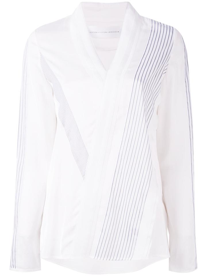 Victoria Victoria Beckham - V-neck Blouse - Women - Silk/cotton/polyester/viscose - 8, White, Silk/cotton/polyester/viscose