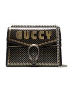 Gucci Black And Metallic Gold Dionysus Medium Leather Bag