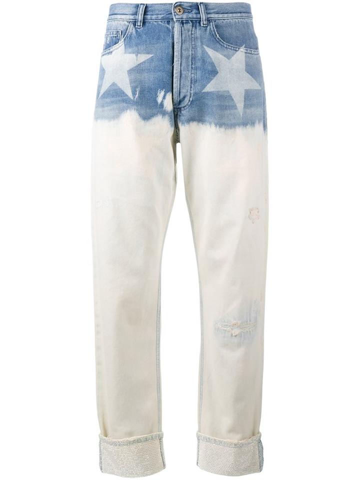Faith Connexion Star Print Wide-leg Jeans, Women's, Size: 26, Blue, Cotton