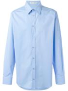 Alexander Mcqueen Pointed Collar Shirt, Men's, Size: 16, Blue, Cotton/spandex/elastane