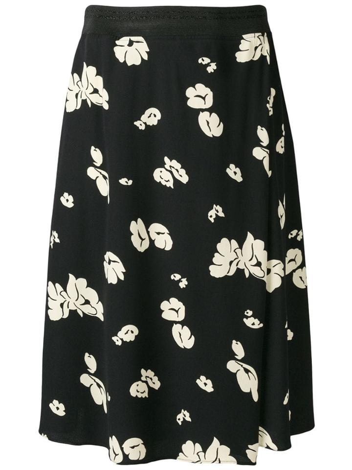 A.p.c. Floral Print Midi Skirt - Black
