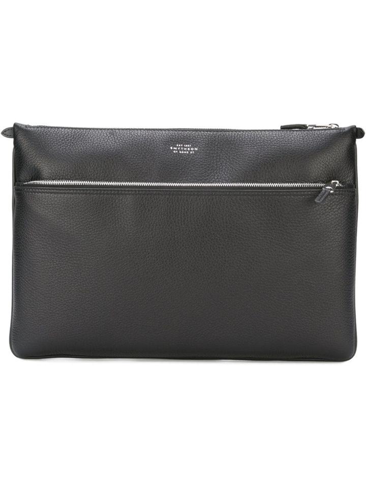 Smythson Rectangular Medium Clutch - Black