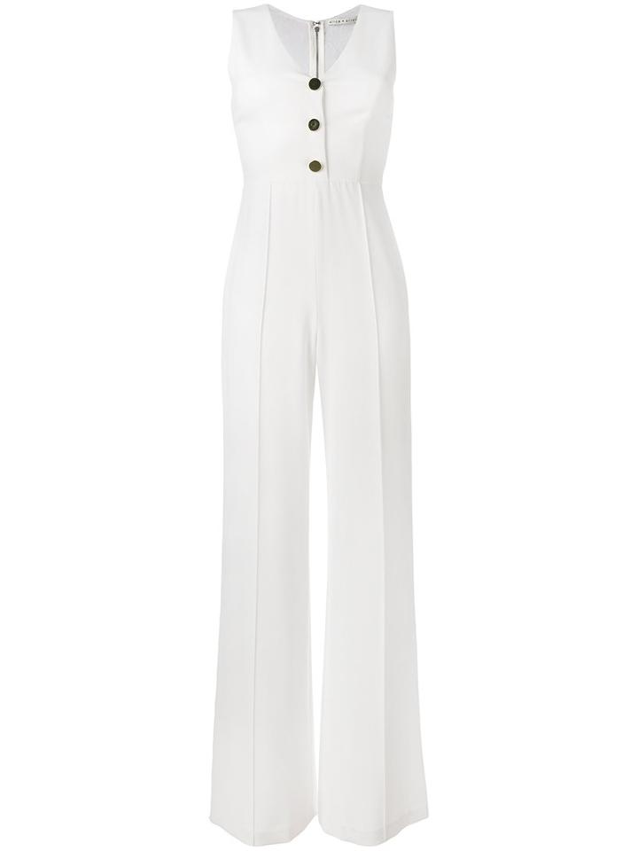 Alice+olivia - V-neck Jumpsuit - Women - Silk/nylon/polyester/spandex/elastane - 4, White, Silk/nylon/polyester/spandex/elastane