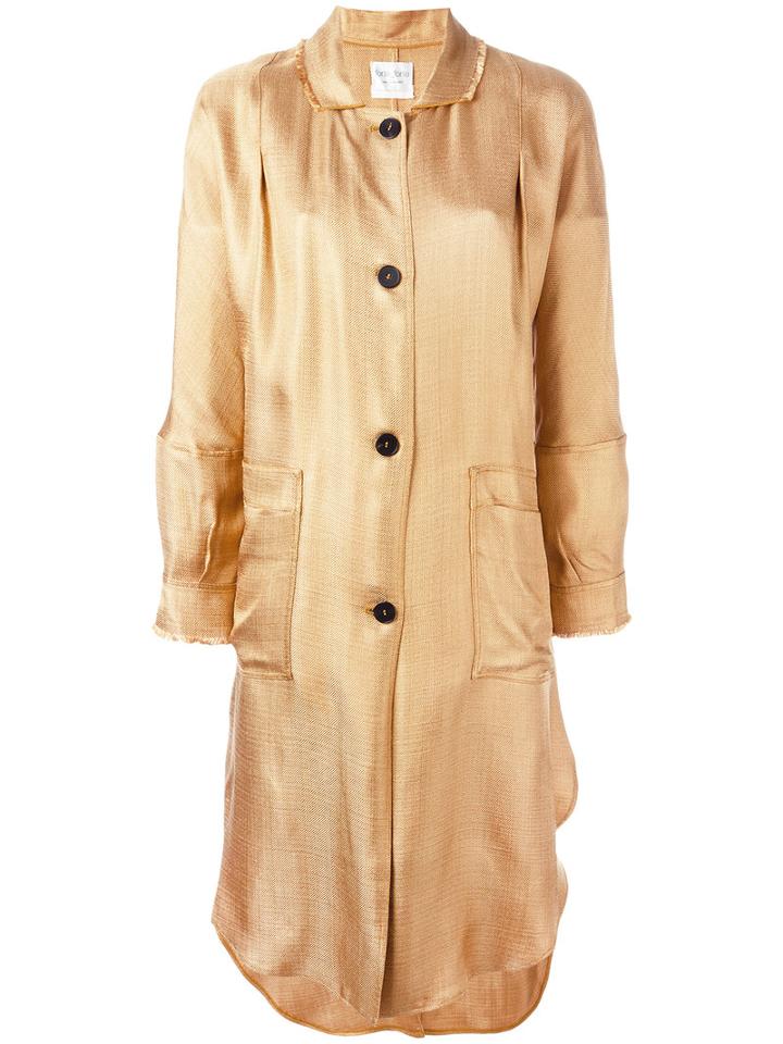 Forte Forte - Single Breasted Coat - Women - Polyamide/viscose - 3, Women's, Yellow/orange, Polyamide/viscose