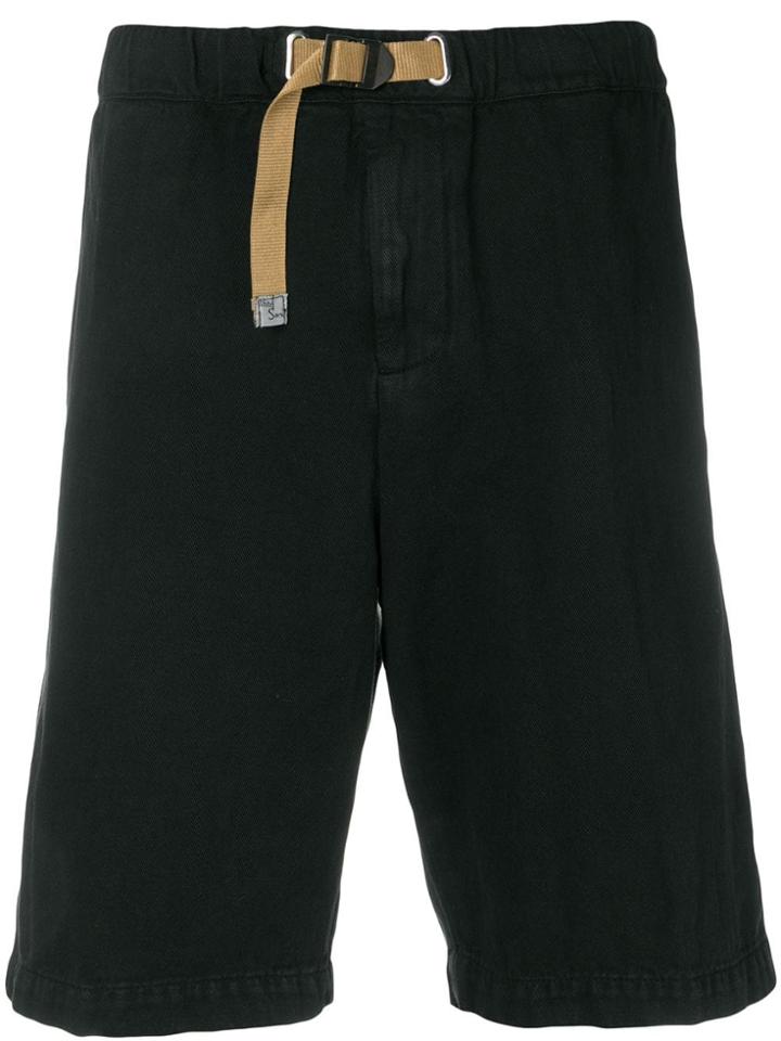 White Sand Belted Waist Shorts - Black