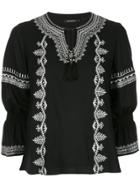 Loveless Embroidered Long-sleeve Blouse - Black