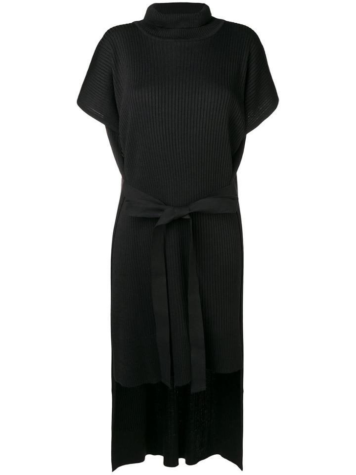 Mm6 Maison Margiela Ribbed Knit Layered Dress - Black