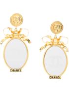 Chanel Vintage Dangling Mirror Earrings - Metallic