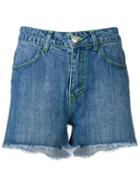 Gcds Green Stitch Denim Shorts - Blue