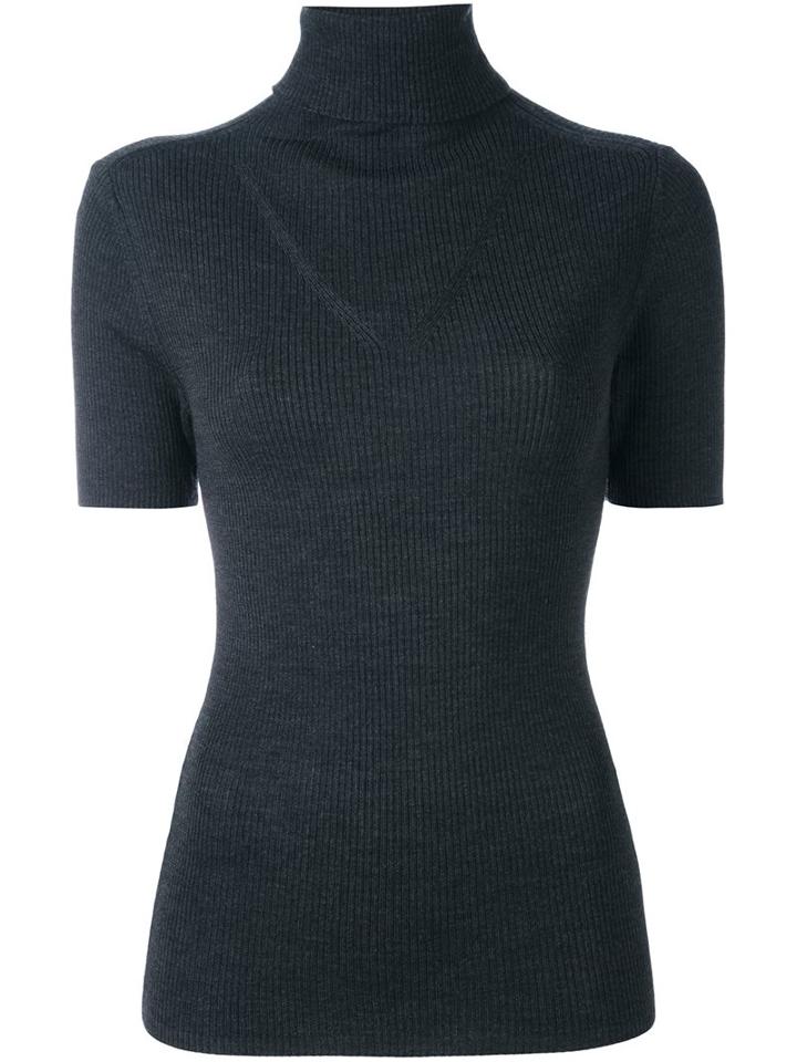 P.a.r.o.s.h. Turtleneck Ribbed Knitted Top, Women's, Size: Small, Grey, Wool