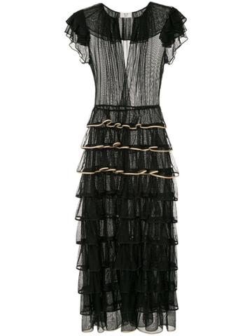 Maryam Nassir Zadeh Layered Frill Tulle Dress - Black