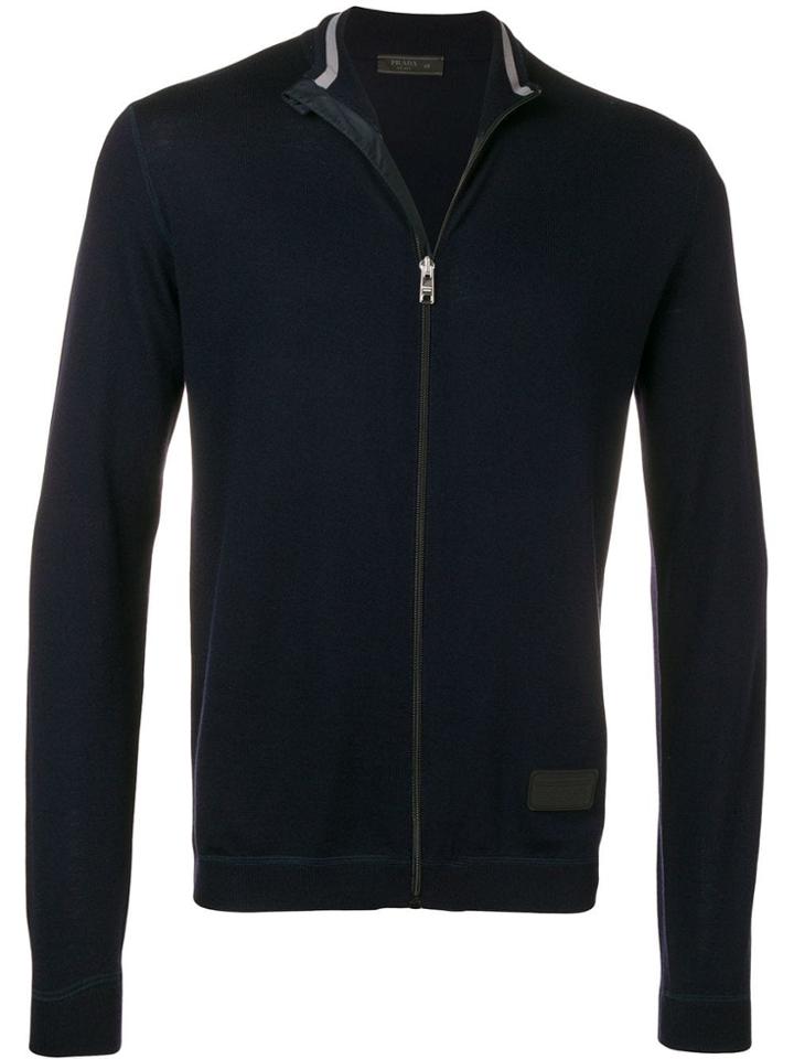 Prada Zip Roll Neck Cardigan - Blue