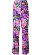 Msgm Straight Leg Floral Trousers - Pink & Purple