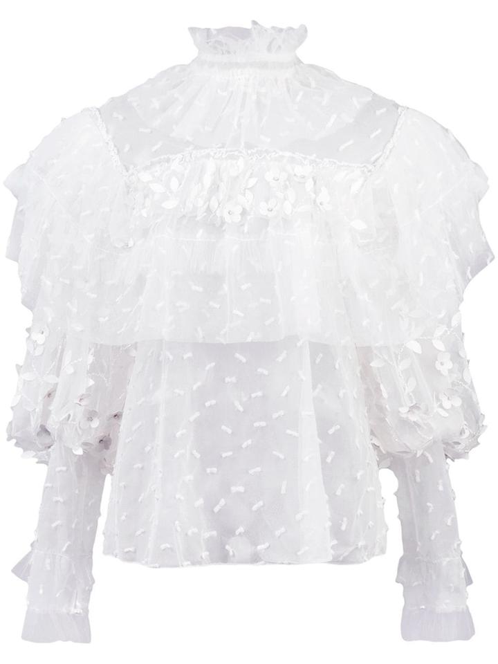 Rodarte High Neck Ruffle Blouse - White