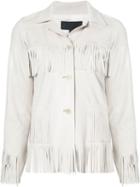 Nili Lotan - Fringed Leather Jacket - Women - Lamb Skin - 4, Women's, Grey, Lamb Skin