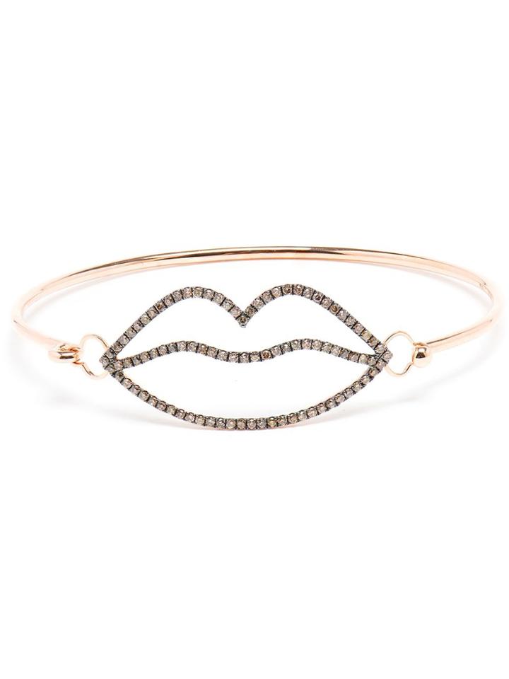 Rosa De La Cruz 18k Rose Gold And Brown Diamond Lips Bangle -