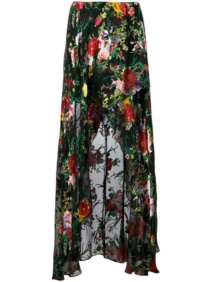 Alice+olivia Floral Print High Low Skirt - Black